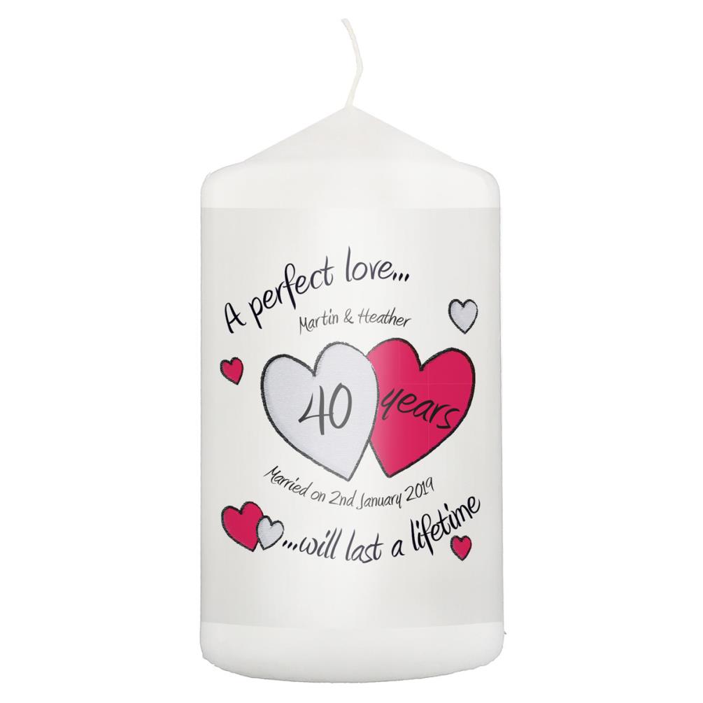 Personalised A Perfect Love Ruby Anniversary Pillar Candle £11.69